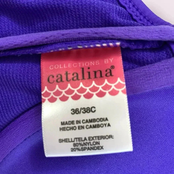 Catalina Halter Bikini Swimsuit Top Padded Underwire Bra Size 36/38C Purple - Picture 14 of 14